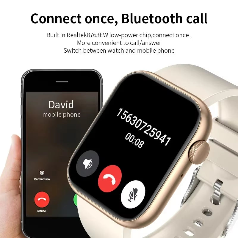 Smart Watch 2024 Wireless Charging Smartwatch Bluetooth Calls Men Women Smartwatches Fitness Bracelet Custom Watch Face