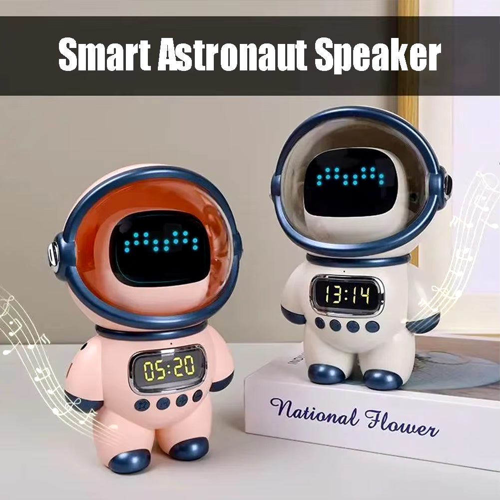 Smart Astronaut Bluetooth-Compatible Speaker Mini Sound Box Portable Stereo Ai Interactive Audio with Alarm Clock Creative Gift