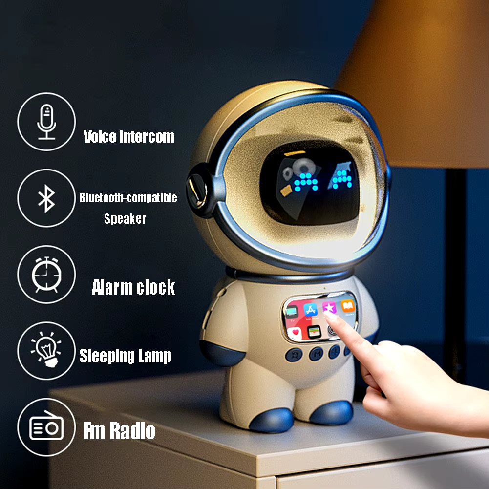 Smart Astronaut Bluetooth-Compatible Speaker Mini Sound Box Portable Stereo Ai Interactive Audio with Alarm Clock Creative Gift