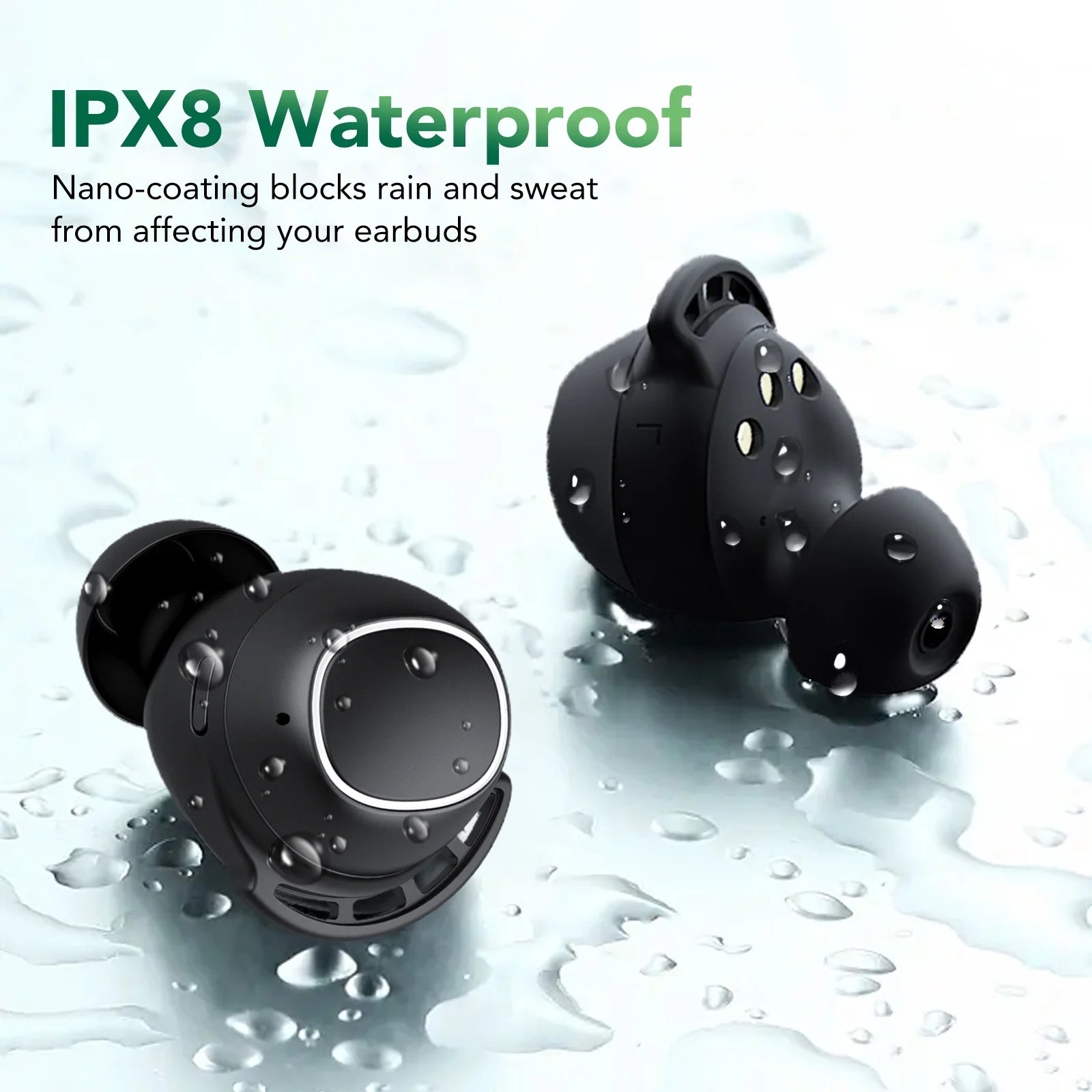 Hybrid Active Noise Cancelling Wireless Earbuds with 60 Hours Playtime, in Ear Headphones IPX8 Waterproof Bluetooth V5.3 Stereo Earphones, Immersive Sound Premium Deep Bass Headset Black