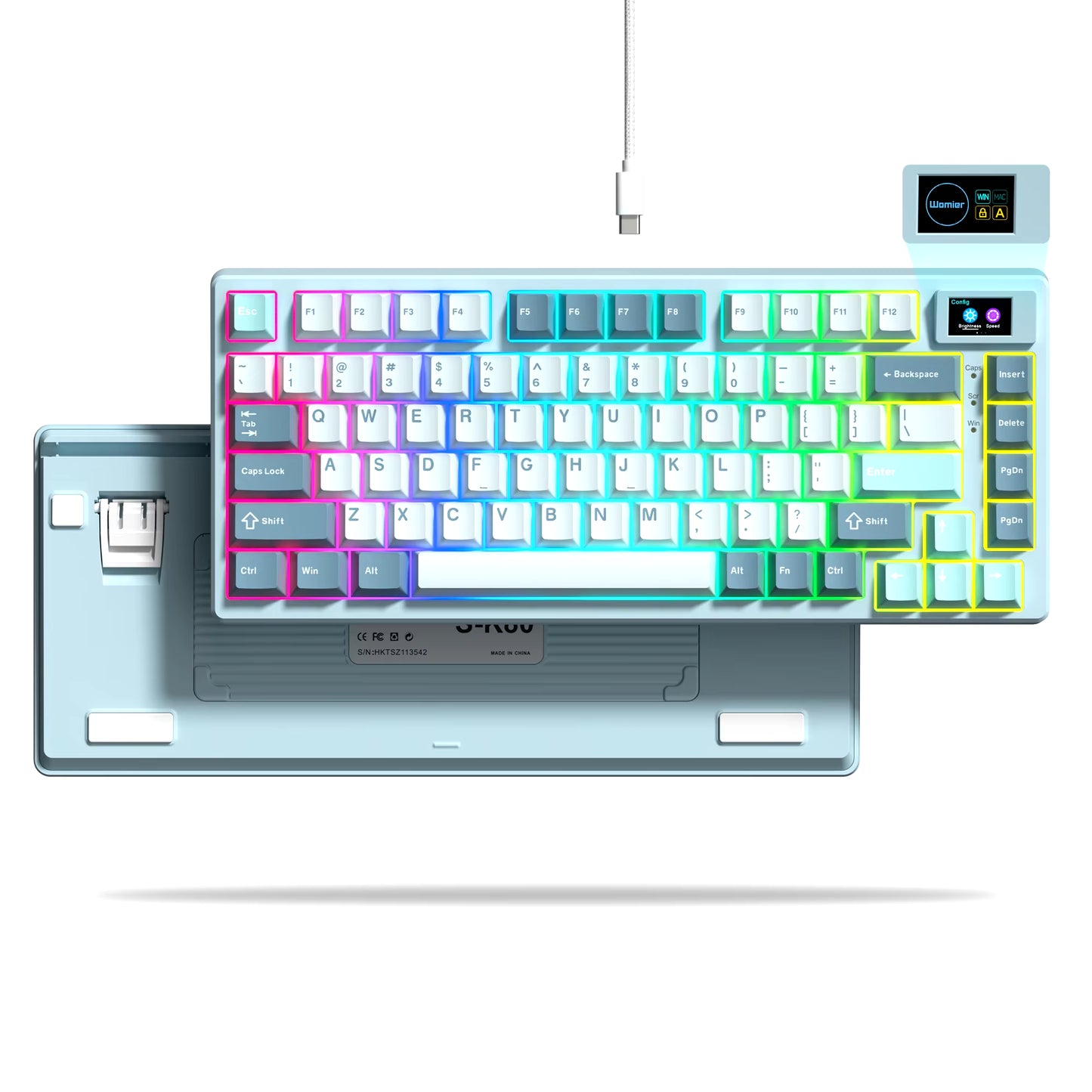 Wired Mechanical Gaming Keyboard with OLED Display Full Key Hot-Swappable Pudding RGB Backlit Keyboard for PC Computer Laptop