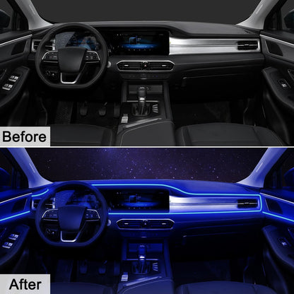 Interior Car LED Strip Lights with Wireless APP & Remote Control, RGB 2 in 1 Car Ambient Lighting Kit with 158 Inches Fiber Optic, Car Neon Dash Lights with Music Mode