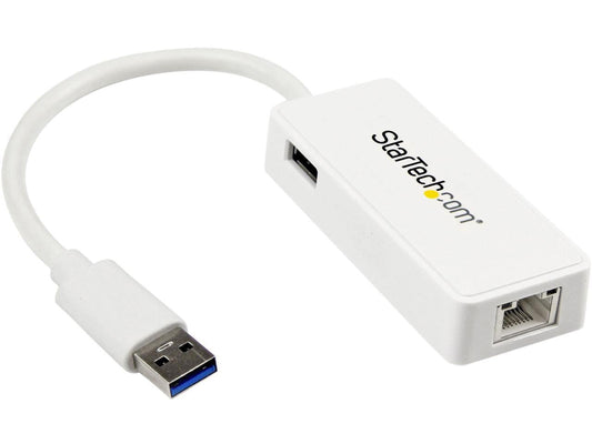 Startech USB31000SPTW USB 3.0 to Gigabit Ethernet Adapter NIC W/ USB Port - White