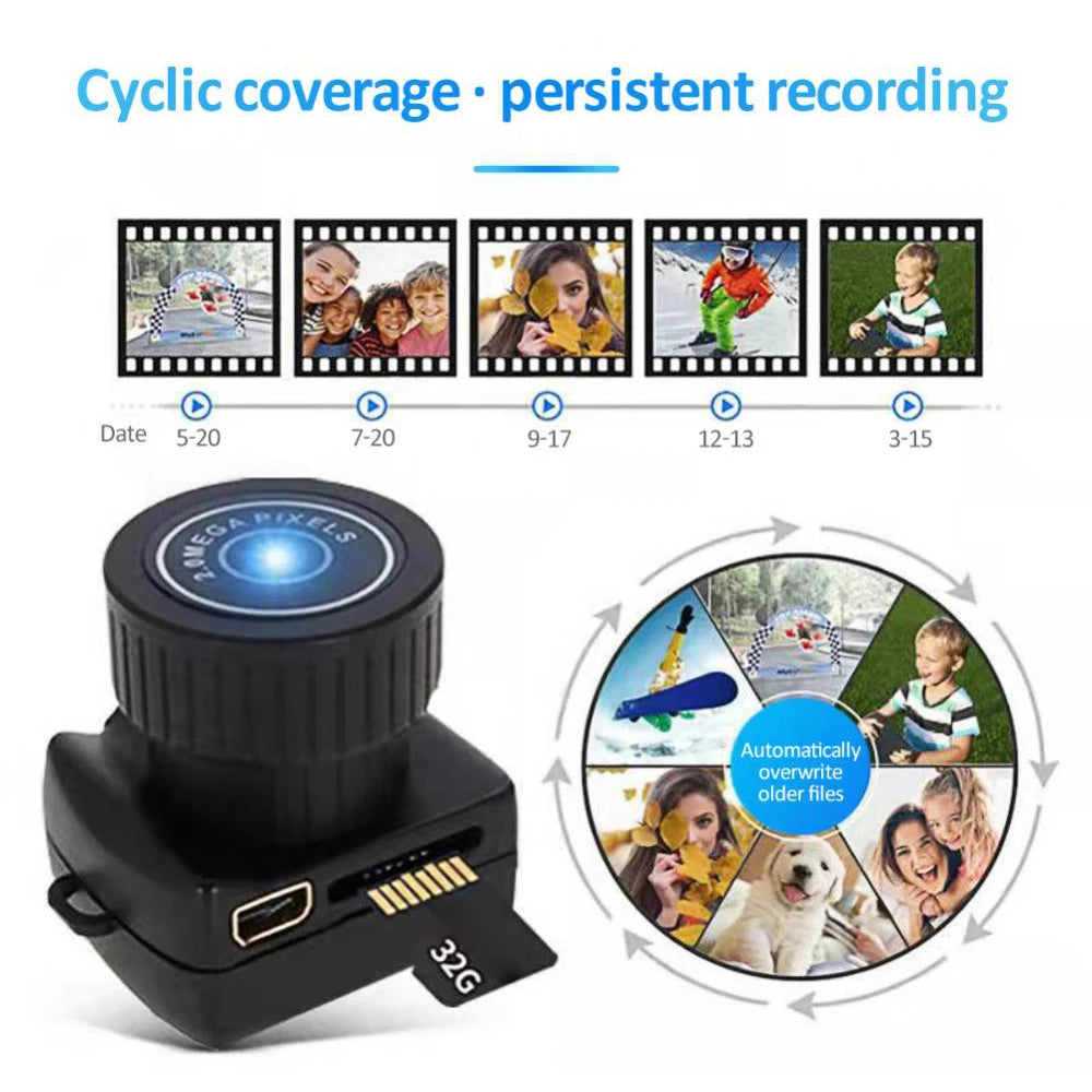 Tiny Camera HD Video Audio Recorder Camcorder Sport Micro Cam Miniature Small Pocket Security Monitor Mini Camera with Key Chain